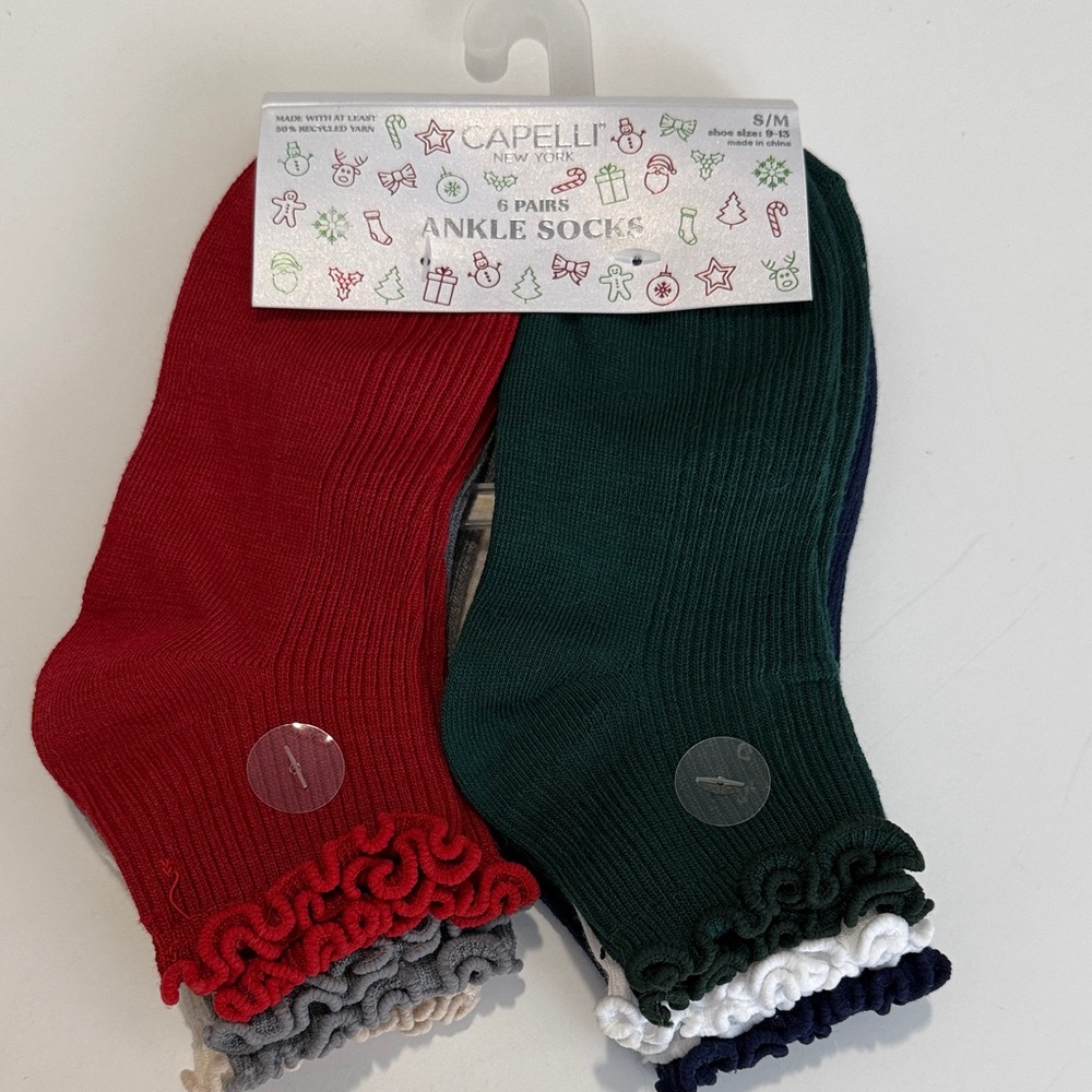 Capelli of New York Kids Ankle Socks - 6 Pairs, assorted colors